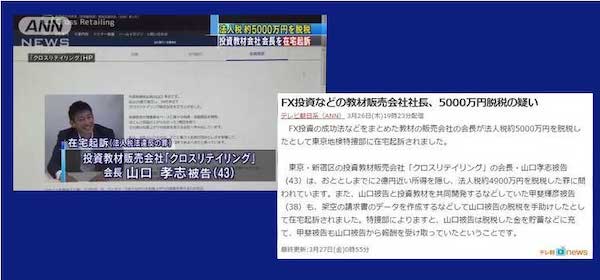 クロスリテイリングの山口孝志は脱税で在宅起訴されていた