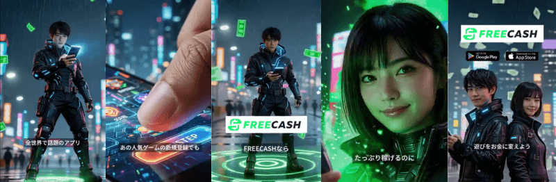 Freecashのポイ活のCM切り抜き画像
