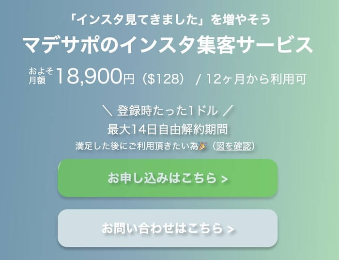 マデサポのインスタ集客サービスの詳細