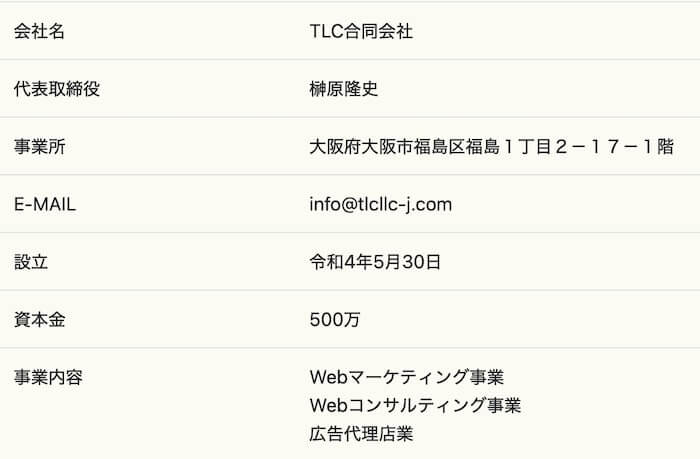 TLC合同会社の特商法を確認