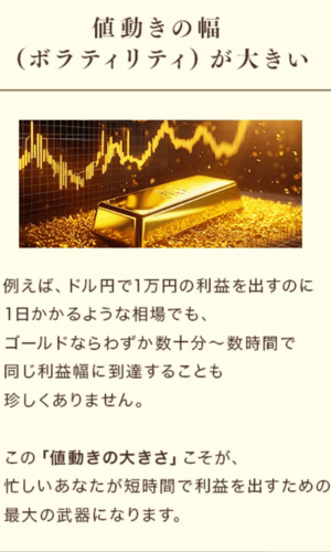 Gold Sniperのゴールド取引の値動きが激しいイメージ画像
