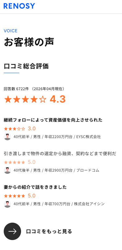 サイト用に準備された口コミの切り抜き画像
